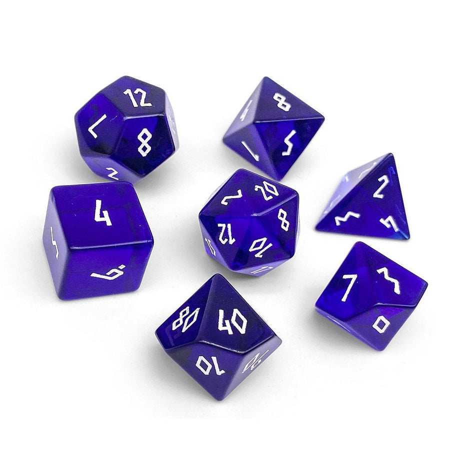 Zircon Glass Polyhedral Dice Set Blue Topaz Dice Norse Foundry