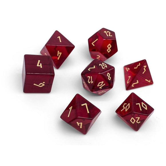 Zircon Glass Polyhedral Dice Set Garnet Dice Norse Foundry