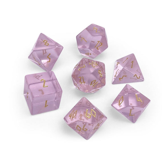 Zircon Glass Polyhedral Dice Set Tourmaline Supplies Norse Foundry   