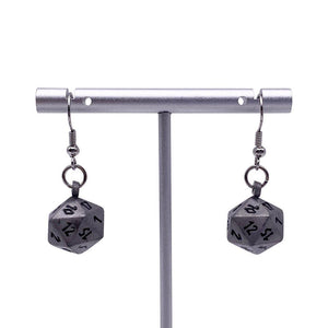 D20 Earrings Aged Mithril Supplies Norse Foundry   