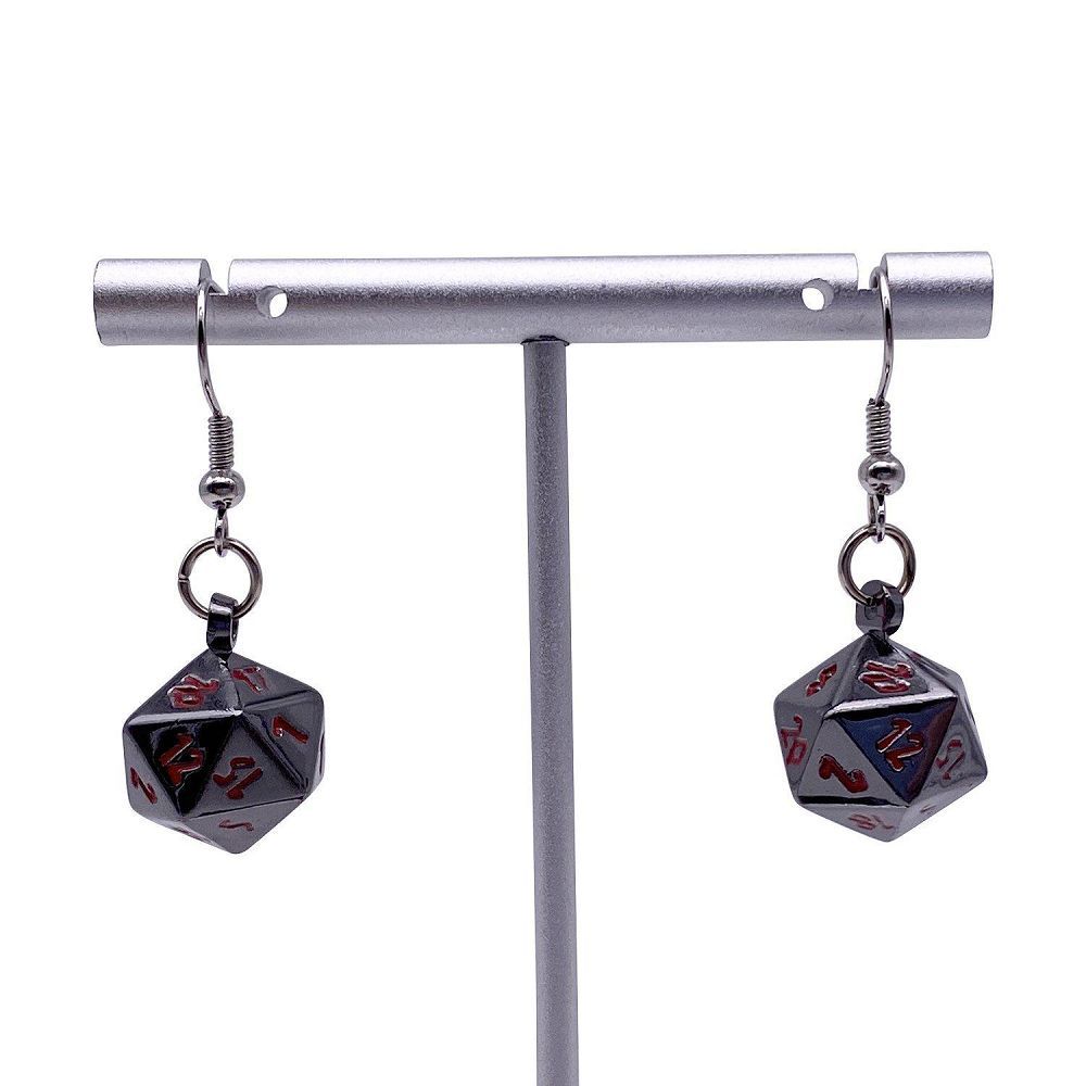 D20 Earrings Nightmare Black Clothing & Accessories Norse Foundry   