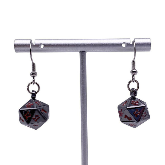 D20 Earrings Nightmare Black Supplies Norse Foundry   