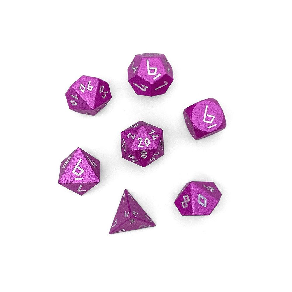 Norse Foundry Aluminum 10mm "Pebble" Polyhedral Dice Set Potion Pink Dice Norse Foundry
