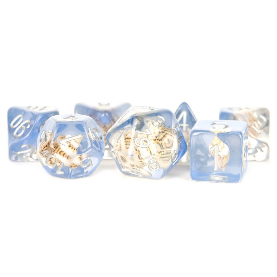 Metallic Dice Games 7ct Polyhedral Dice Set Sea Conch Dice FanRoll by Metallic Dice Games   