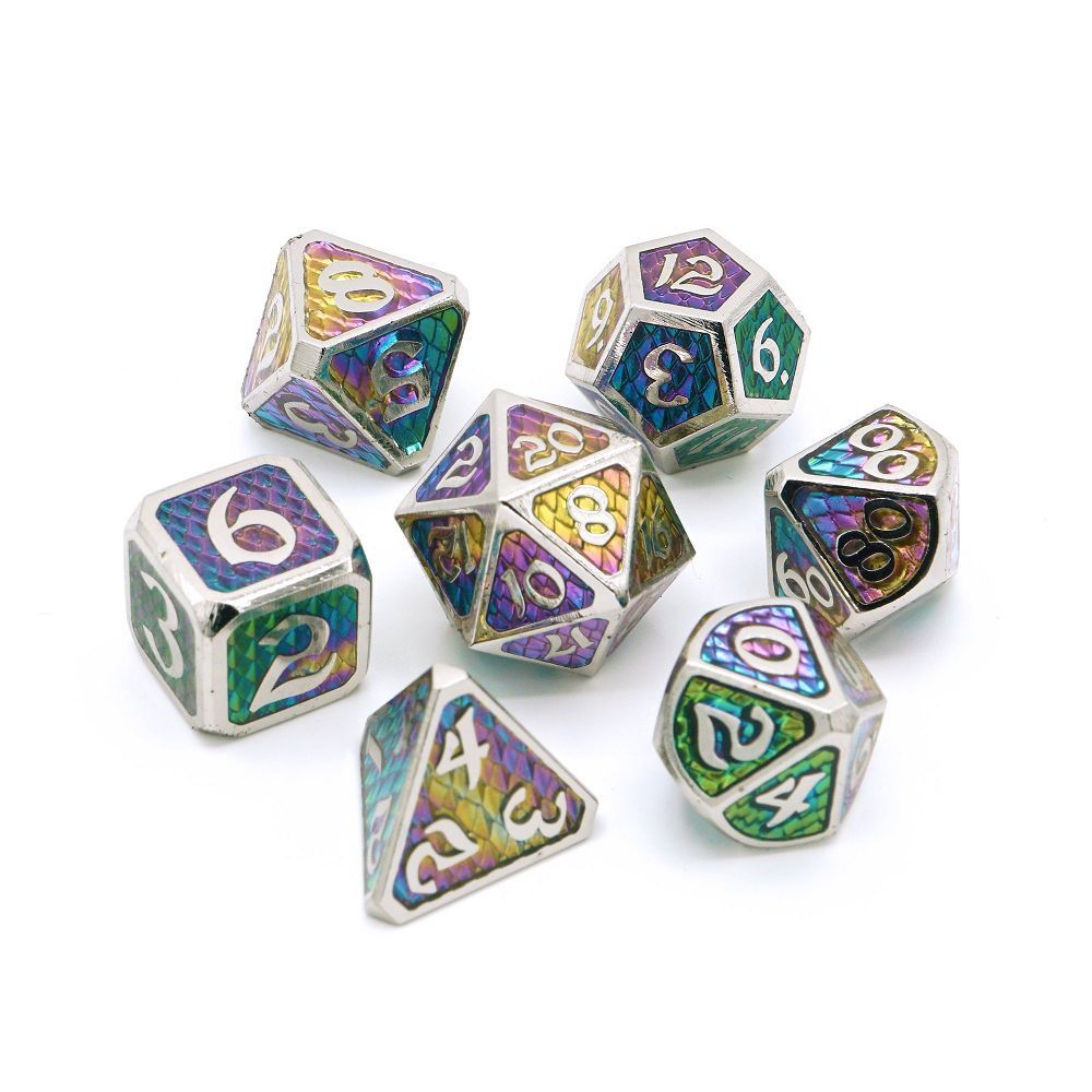 Die Hard Dice Metal Drakona Khaos Aether 7ct Polyhedral Set Dice Die Hard Dice