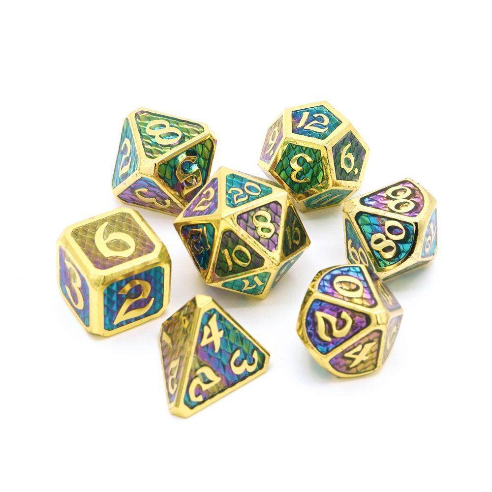 Die Hard Dice Metal Drakona Khaos Hemera 7ct Polyhedral Set Dice Die Hard Dice