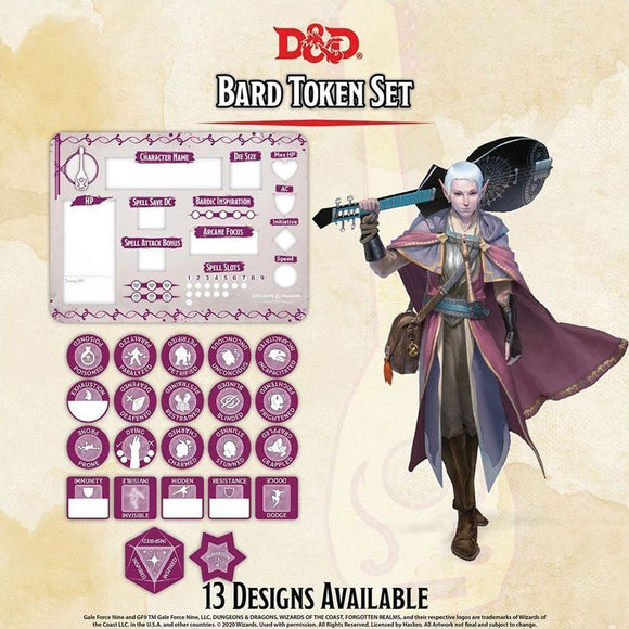 D&D Bard Token Set Role Playing Games Gale Force Nine   