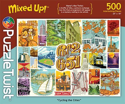 Puzzle Twist Mixed Up 500 Piece Cycling the Cities  Common Ground Games   