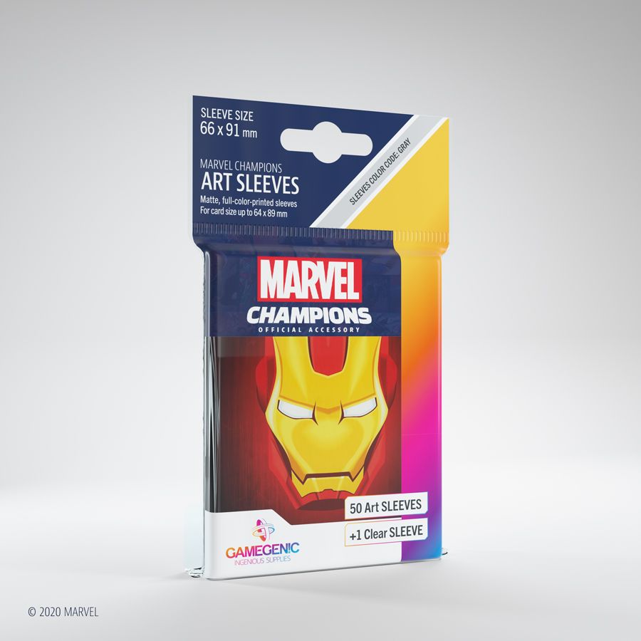 Gamegenic Marvel Champions 50ct Standard Size Art Sleeves Iron Man Supplies Gamegenic