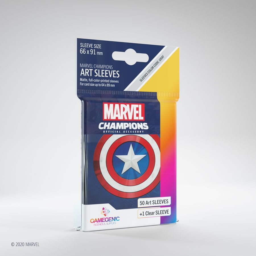 Gamegenic Marvel Champions 50ct Standard Size Art Sleeves Captain America  Gamegenic   