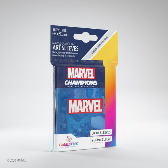Gamegenic Marvel Champions 50ct Standard Size Art Sleeves Blue  Asmodee   