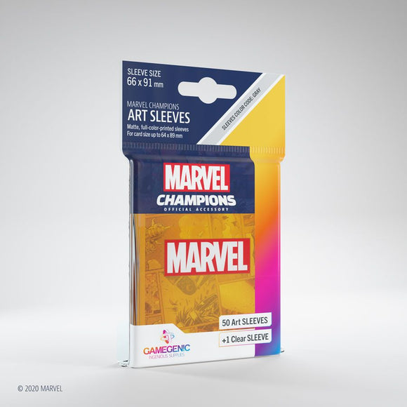 Gamegenic Marvel Champions 50ct Standard Size Art Sleeves Orange  Asmodee   