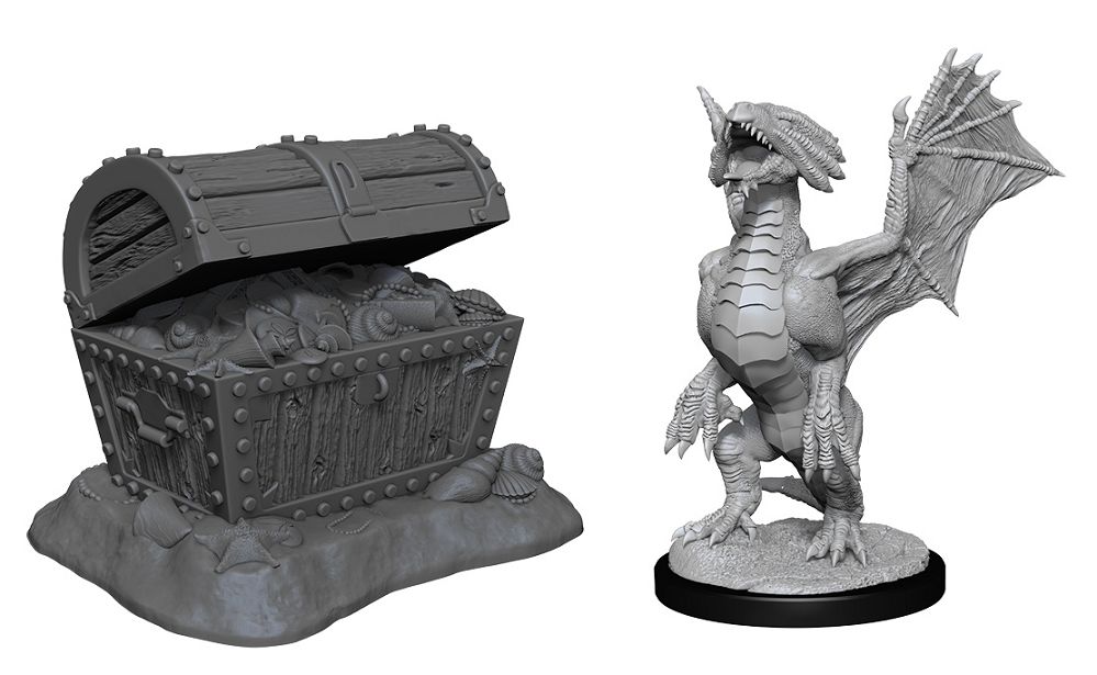 Nolzur’s Marvelous Unpainted Miniatures Bronze Dragon Wyrmling & Pile of Seafound Treasure (90152) Miniatures WizKids   