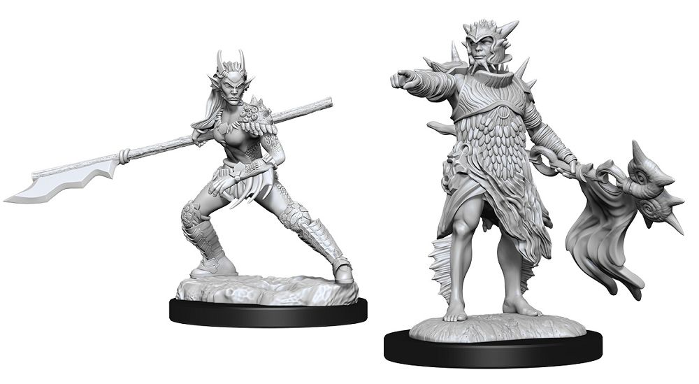 Magic the Gathering Unpainted Miniatures: Coralhelm Commander & Halimar Wavewatch (Merfolk) (90178) Miniatures WizKids   