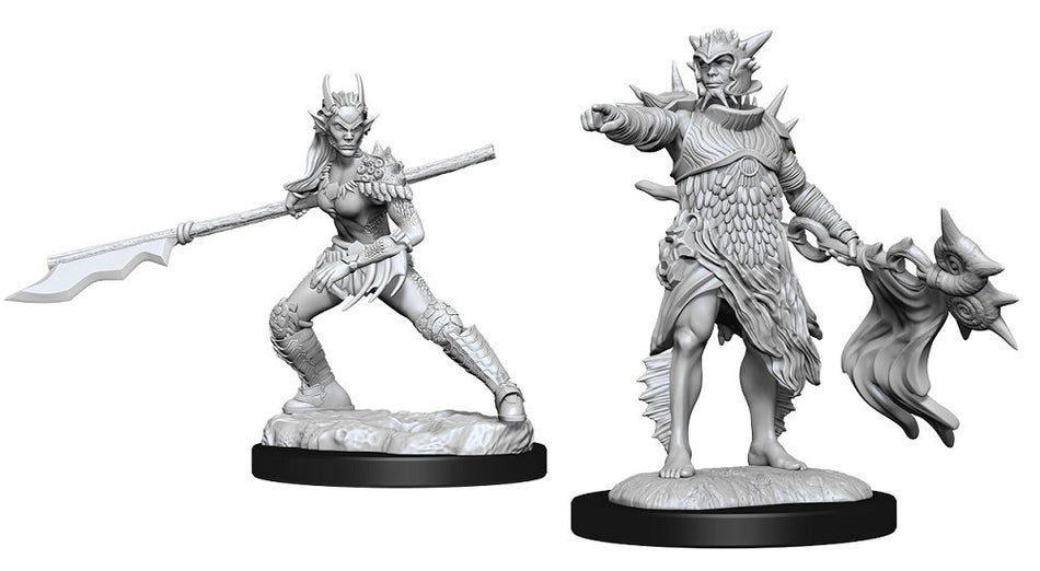Magic the Gathering Unpainted Miniatures: Coralhelm Commander & Halimar Wavewatch (Merfolk) (90178) Miniatures WizKids   
