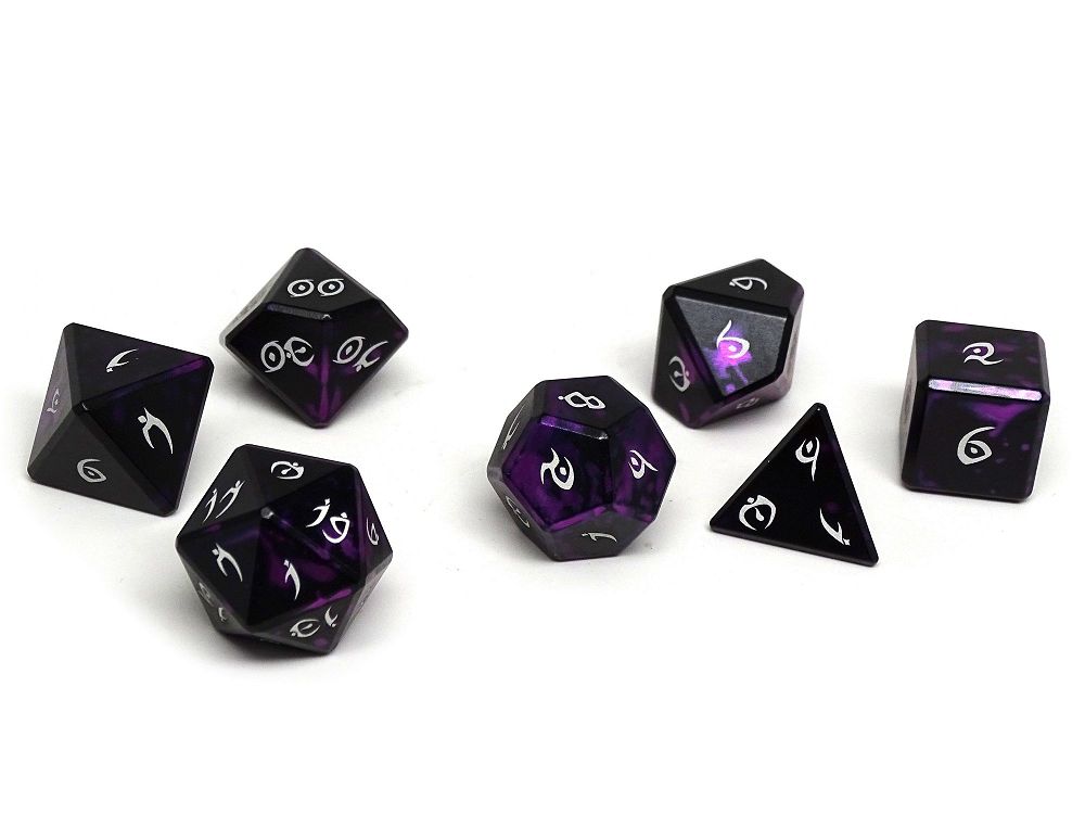 Norse Foundry Aluminum Elite Dice of the Elvenkind 7pc Polyhedral Dice Set - Purple Dice Norse Foundry
