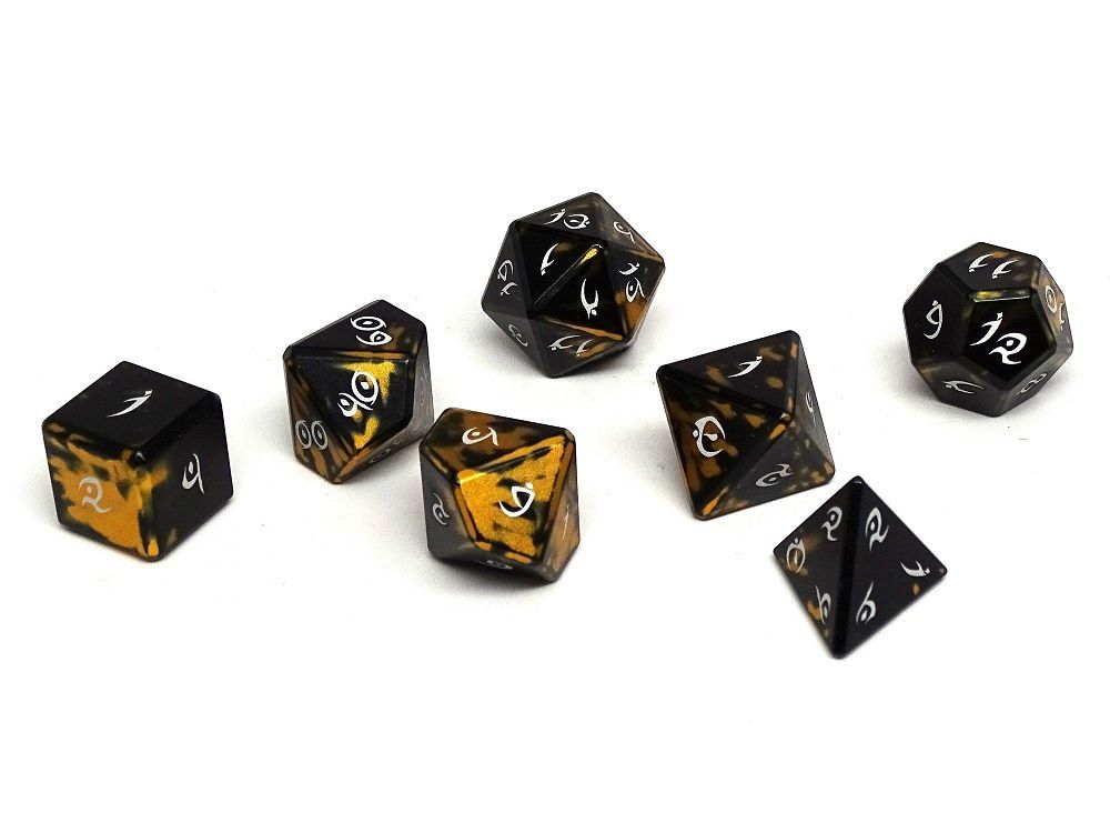 Norse Foundry Aluminum Elite Dice of the Elvenkind 7pc Polyhedral Dice Set - Gold Dice Norse Foundry