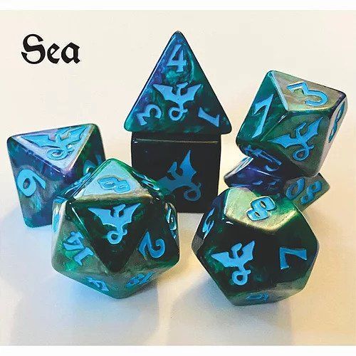 Black Oak Workshop Sea Dragon 7ct Polyhedral Dice Set Dice Black Oak Workshop