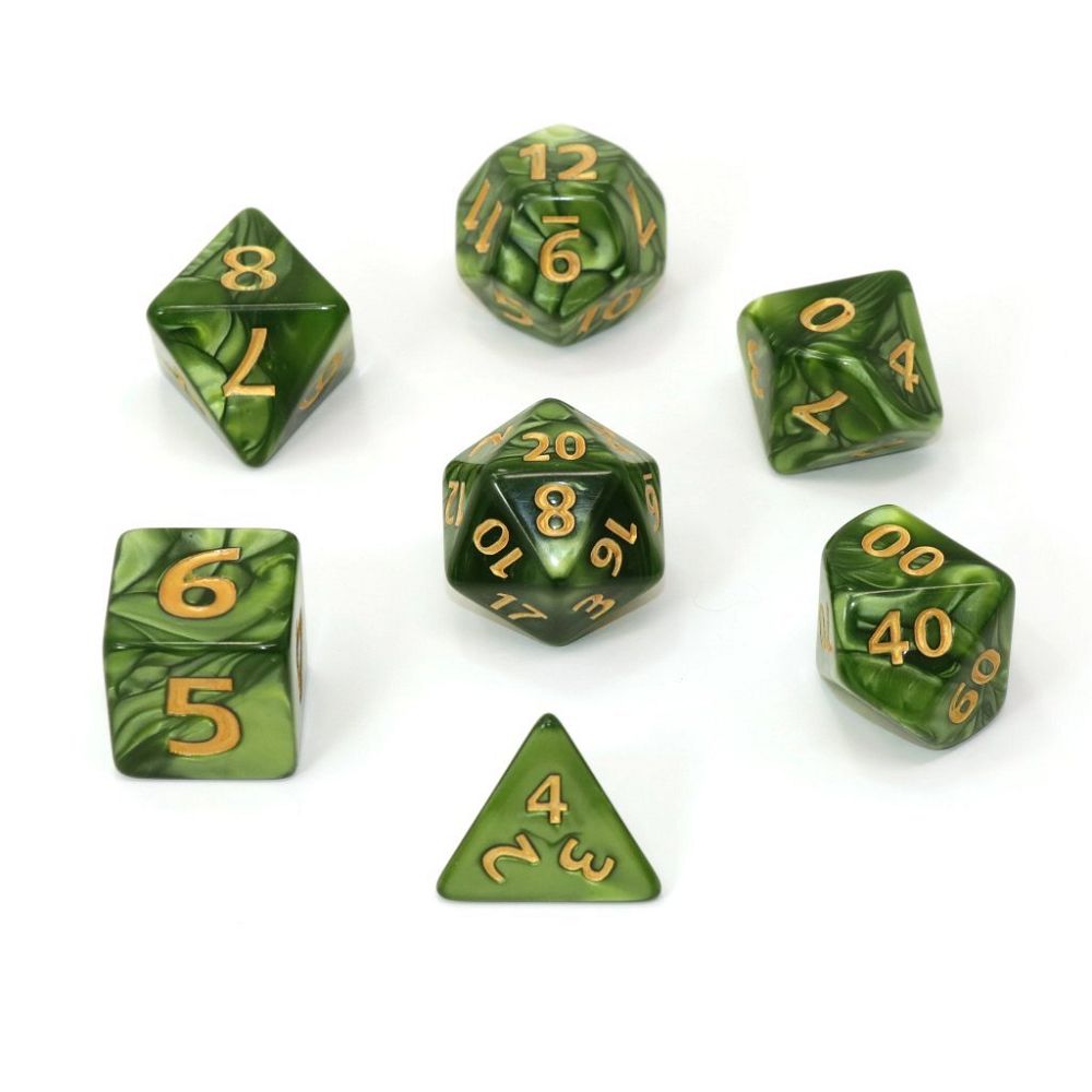 Die Hard Dice 7ct Mega Dice - Green Swirl w/ Gold Dice Die Hard Dice