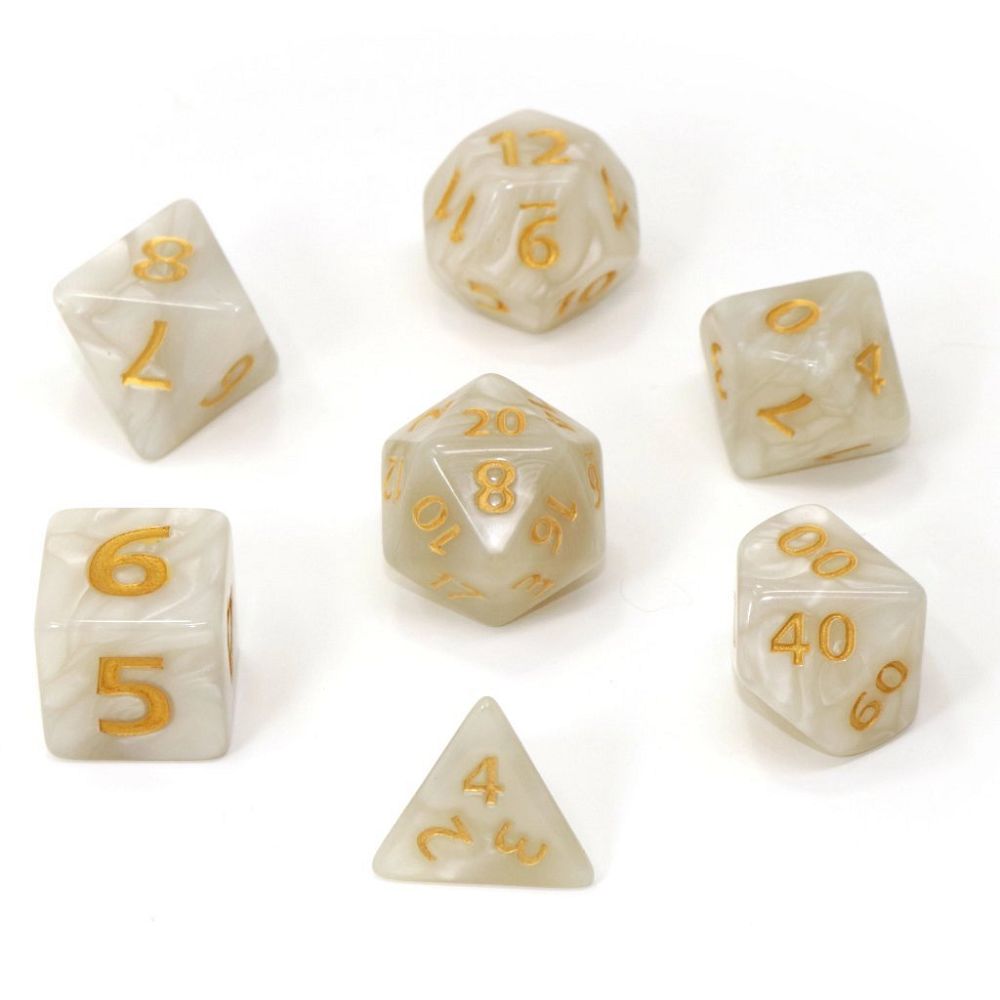 Die Hard Dice 7ct Mega Dice - Pearl Swirl w/ Gold Dice Die Hard Dice
