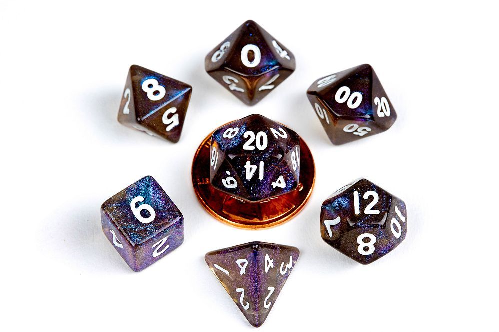 Metallic Dice Games 7ct 10mm Mini Polyhedral Dice Set Stardust Galaxy Dice FanRoll by Metallic Dice Games   