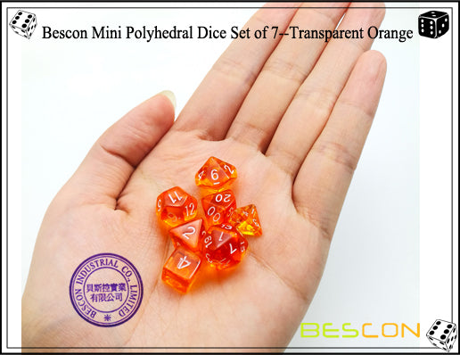 Bescon 7pc Mini Polyhedral Dice Set Translucent Orange Home page Other   