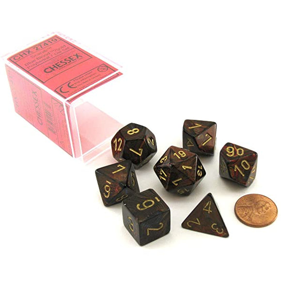 Chessex Scarab Blue Blood/Gold 7ct Polyhedral Set (27419) Home page Other   