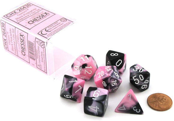Chessex Gemini Black-Pink/White 7ct Polyhedral Set (26430) Dice Chessex   