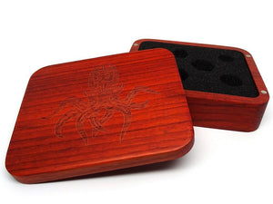 Easy Roller Wooden Dice Case - Padauk with Cthulhu  Easy Roller Dice   