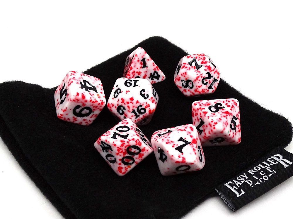 Easy Roller 7ct Polyhedral Dice Set Red Color Spray with Black Dice Easy Roller Dice