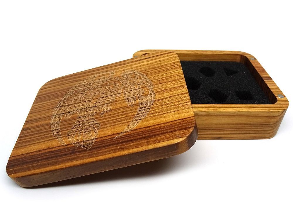 Easy Roller Wooden Dice Case - Zebrawood with Raven Supplies Easy Roller Dice