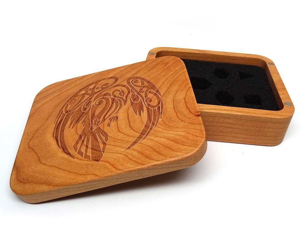 Easy Roller Wooden Dice Case - Cherry with Raven Supplies Easy Roller Dice