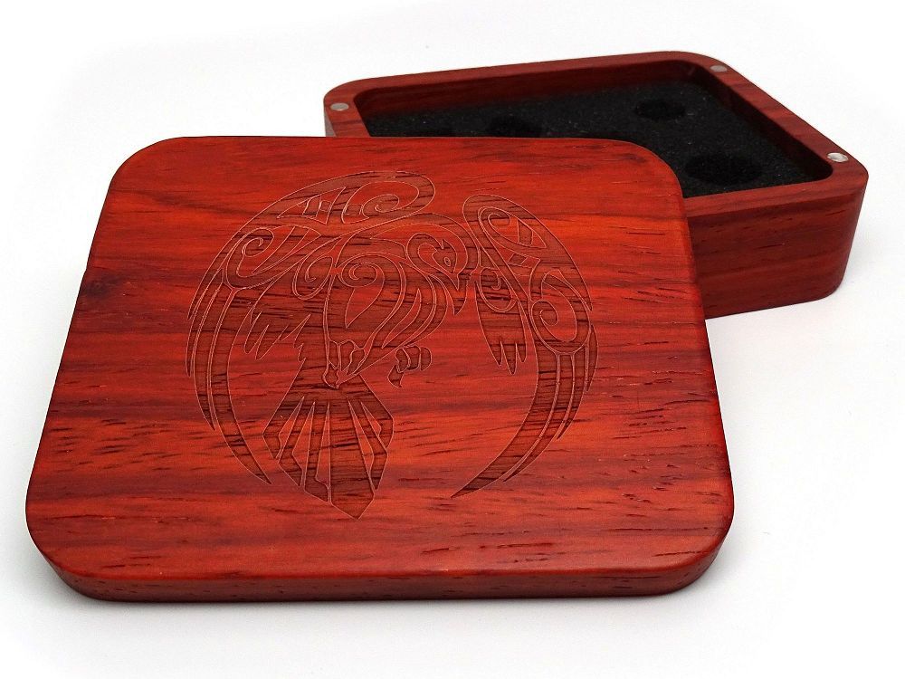 Easy Roller Wooden Dice Case - Padauk with Raven Supplies Easy Roller Dice