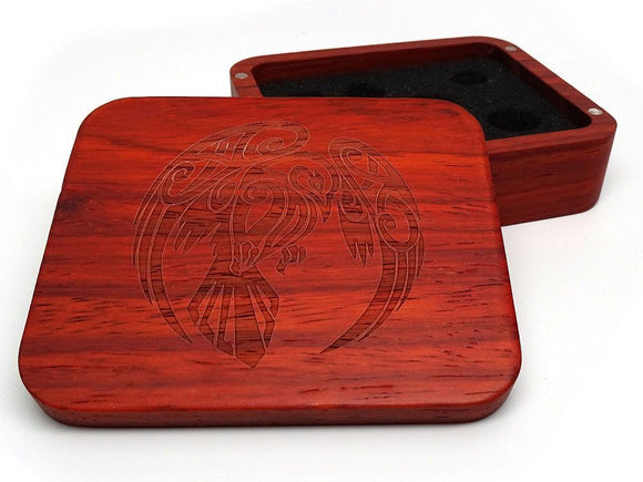 Easy Roller Wooden Dice Case - Padauk with Raven  Easy Roller Dice   