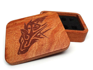 Easy Roller Wooden Dice Case - Rosewood with Wolf  Easy Roller Dice   