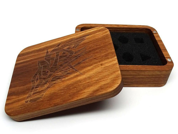 Easy Roller Wooden Dice Case - Zebrawood with Wolf  Easy Roller Dice   