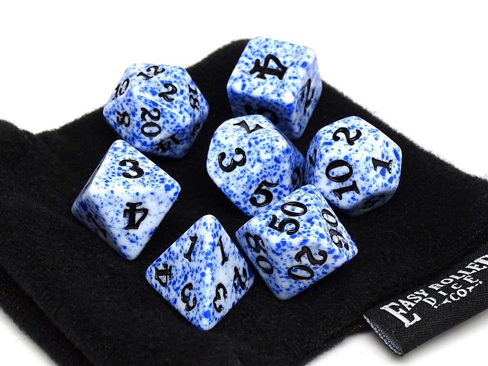 Easy Roller 7ct Polyhedral Dice Set Blue Color Spray with Black Dice Easy Roller Dice