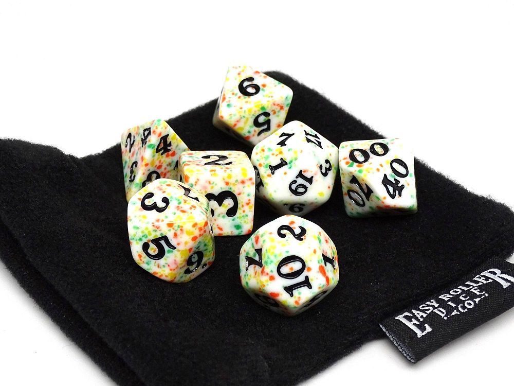 Easy Roller 7ct Polyhedral Dice Set Multi Color Spray with Black Dice Easy Roller Dice