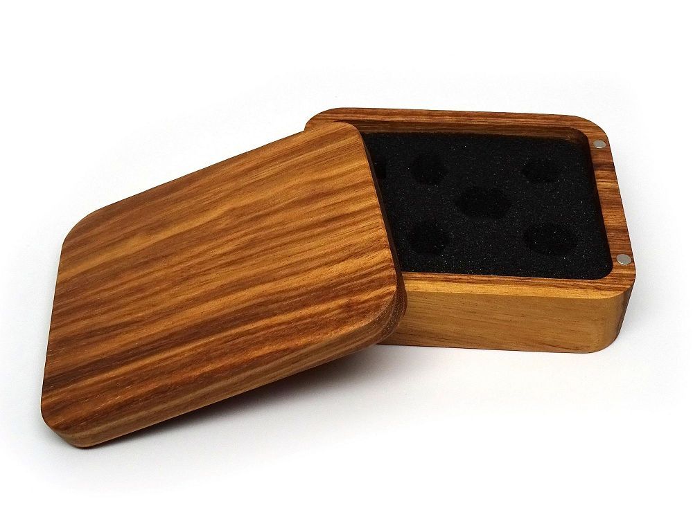 Easy Roller Wooden Dice Case - Plain Zebrawood Supplies Easy Roller Dice