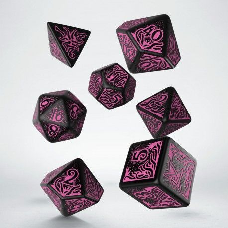 Q-Workshop Call of Cthulhu Black/Magenta 7ct Polyhedral Set  Common Ground Games   