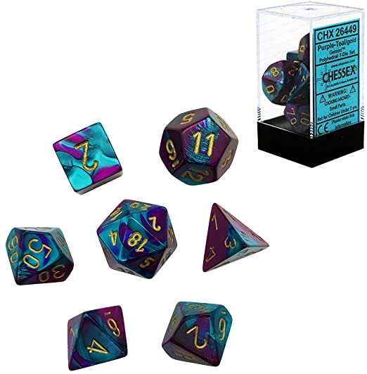 Chessex Gemini Purple-Teal/Gold 7ct Polyhedral Set (26449) Home page Other   