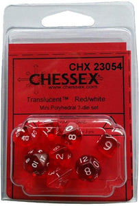 Chessex Mini Translucent Red/White 7ct Polyhedral Set (23054) Dice Chessex   