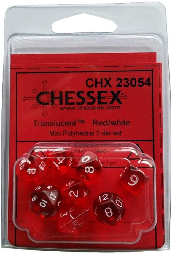 Chessex Mini Translucent Red/White 7ct Polyhedral Set (23054) Dice Chessex   