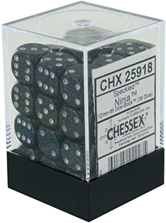 Chessex 12mm Speckled Ninja 36ct D6 Set (25918) Dice Chessex   