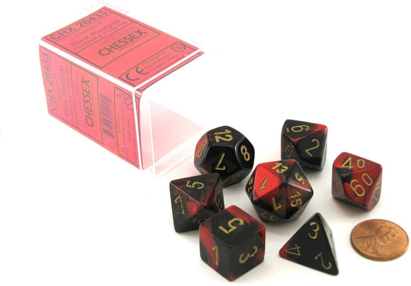 Chessex Gemini Black-Red/Gold 7ct Polyhedral Set (26433) Dice Chessex   