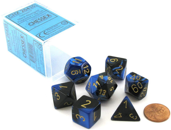 Chessex Gemini Black-Blue/Gold 7ct Polyhedral Set (26435) Dice Chessex   