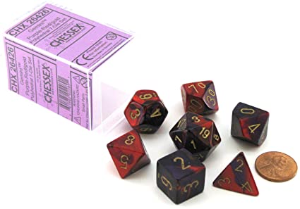 Chessex Gemini Purple-Red/Gold 7ct Polyhedral Set (26426) Dice Chessex   
