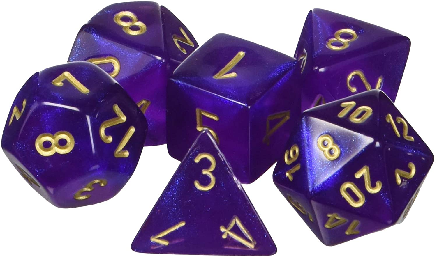 Chessex Borealis Royal Purple/Gold 7ct Polyhedral Set (27467) Dice Chessex   