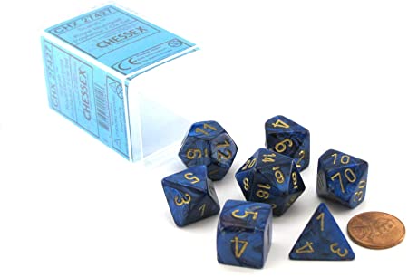 Chessex Scarab Royal Blue/Gold 7ct Polyhedral Set (27427) Dice Chessex   