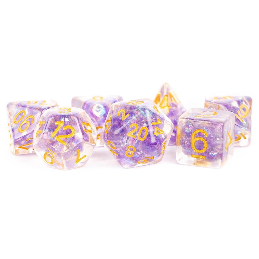 LIC687 7 Set Pearl PUgd Dice FanRoll by Metallic Dice Games